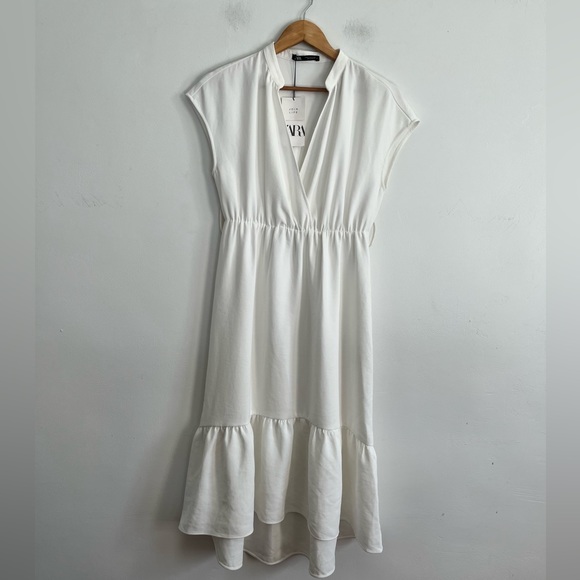 Zara V- Neck Boho Beachy Midi Dress - Picture 3 of 9